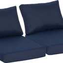 21.5x25.5 Inch Outdoor Deep Seat Cushions Set of 2,Thick High-Density Foam, Water-Resistant, Piped Edges & YKK Hidden Zipper for Patio Furniture,Midnight