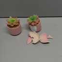 Zenmag Fake Succulents, Mini Succulents Plants Artificial in Pink Ceramic Pots for Desk Livingroom Bathroom and Home Decoration Office Decor for Women Set of 2 Artificial Succulents
