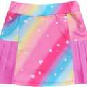 JESKIDS Girls' Tennis Golf Skirts with Shorts Pickleball Athletic Pleated Skort 6~13T (Pink, XL)