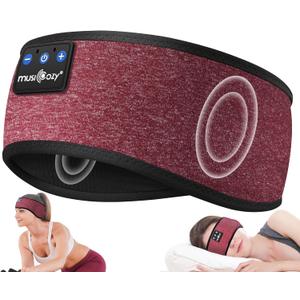 MUSICOZY Sleep Headphones Wireless Bluetooth 5.4 Headband, Music Sports Sleeping Headband Headphones Earbuds Earphones for Women Girls Mom Workout Running Jogging Yoga Cool Gadgets Unique Gifts (Wine Red)