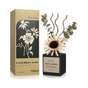 Reed Diffuser Set, White Jasmine Scented Oil with Dried Flowers, 6.09 Fl Oz(180ml) Long Lasting Air Freshener with Diffuser Sticks, Home Fragrance for Office Bathroom Decor