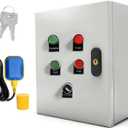 Adjustable 0.65~6.5 HP Well Pump Control Box, 240V, 4-Wire, Three-Phase Water Pump Control Box for Deep Well Submersible Pump with Float Switch, Key Lock, IP65 Waterproof for Indoor and Outdoor Use