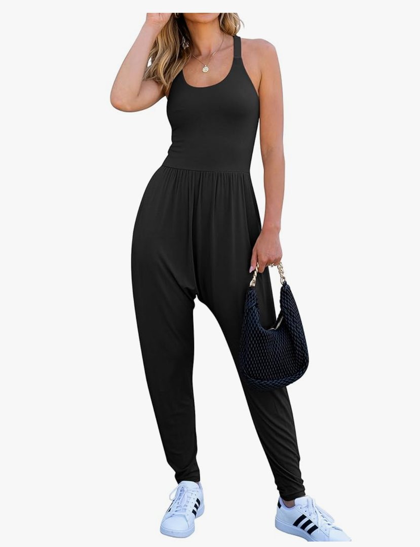 Caracilia Women Jumpsuits 2025 Summer Sleeveless Backless Tank Top Rompers Yoga Gym Workout Jumper One Piece Outfits Size S