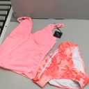 ZAFUL Womens Tankini Swimsuits Smocked 2 Piece Bathing Suits Modest Tie Back Swimwear (Large, Coral)