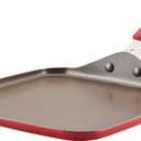 Rachael Ray Cook + Create Nonstick Stovetop Griddle/Grill Pan, Square, 11 Inch, Red