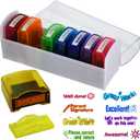 Teacher Stamps for Grading Classroom,Parent Signature Self-Inking Teacher Stamp Set School Supplies Stamps for Homework Reward with 8 pcs Classroom Supplies for School Elementary(Rainbow)