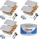 Sterno Disposable Chafing Dish Buffet Set, 4-Hour Food Warmers for Parties, Catering Supplies, Complete Buffet Set, Warming Trays (30pcs)