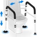 Delog Stand Alone Toilet Safety Rail - Adjustable Width & Height Fit Any Toilet, Medical Toilet Frame for Elderly Handicap Disabled (Black)