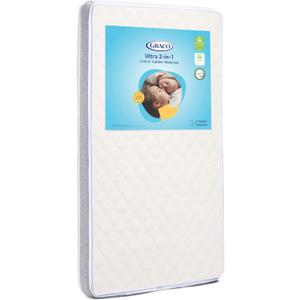 Graco Ultra 2-in-1 Premium Dual Sided Crib & Toddler Mattress - GREENGUARD Gold, CertiPUR-US Certified Foam, Machine Washable Cover with 100% Waterproof Surface, Fits Standard Crib & Toddler Beds, 1 Count