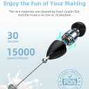 Rechargeable Milk Frother Handheld, Travel Portable Frother Wand for Coffee, USB C Electric Whisk with Stand & Case, Waterproof Hand Drink Mixer for Lattes, Cappuccino, Matcha, Egg (Black)