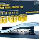 Heavy Duty Ferrule Crimping Tool Air Hose Repair Kit for 3/8, 5/16, 1/4 inch ID Hoses, Crimper w/ 5 Hardened Steel Dies & 15 Ferrules Fittings, Torch & Compressor Crimpers