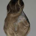 Hair Toppers for Women, 20 Inch Hand Tied Breathable Toppers Hairpieces for Women with Thinning Crown Middle Part Bangs Mix Human Hair Wavy Curly Lightweight Wiglets (Dark Brown Mixed Chestnut) (3D Side Bangs)