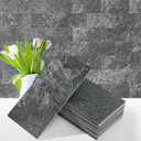 Vamos Tile 100 Pieces Peel and Stick Backsplash Tiles, 3" x 6" PVC Subway Tile, Black Slate Stick on Backsplash Tiles for Kitchen/Bathroom/Fireplace/Laundry/Camper