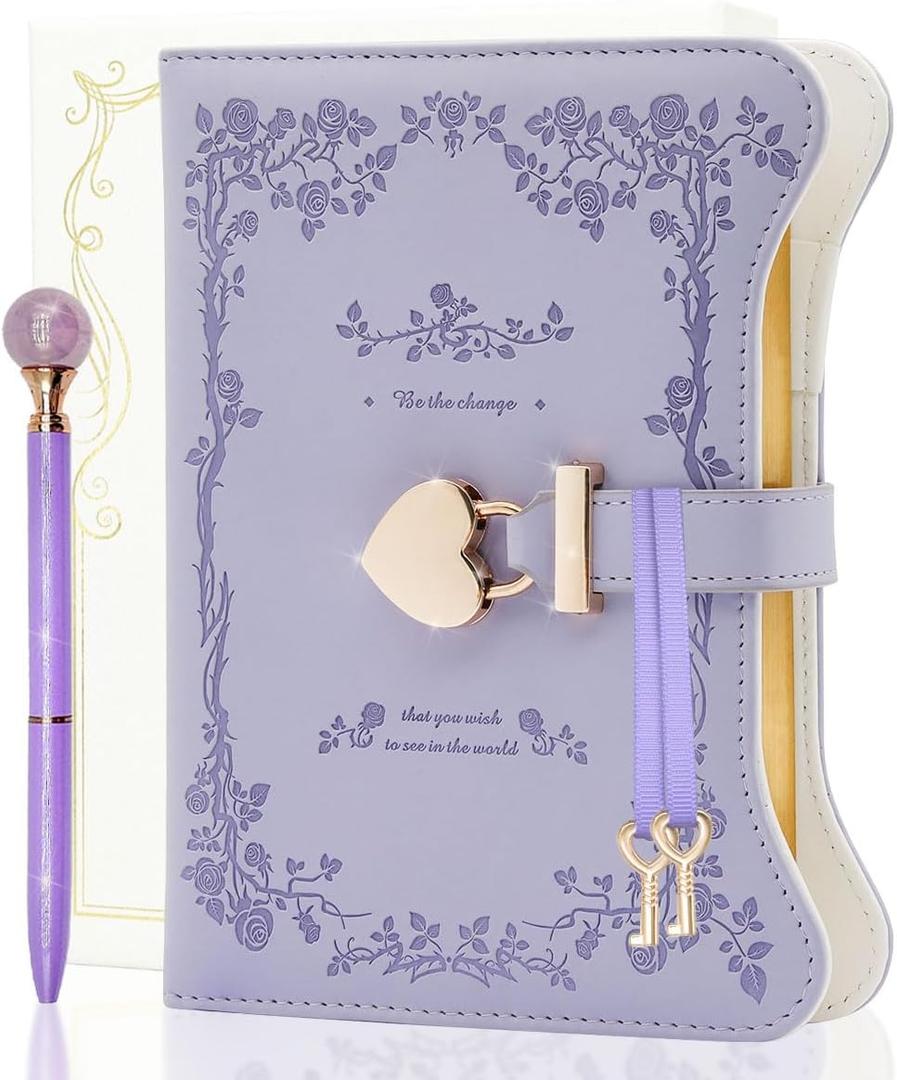 hi! SCI Diary with Lock and Keys for Girls & Women, 360 Pages Journal with Lock for Girls Gift Ideas, Girls Locking Diary with Pen, Cute Journals Set for Teen Girls Ages 8-12, Ideal Gifts for 8 9 10 11 12 13 14 Year Old Girl (Lavender Purple)