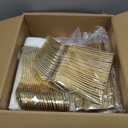 175PCS Pink Plates and Napkins Party Supplies - 50 Disposable Plates, 25 Cups, 75 Gold Silverware, 25 Napkins, Pink Disposable Plates for Weddings, Baby Shower & Party