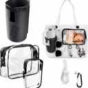 5-Piece Bogg Bag Accessories Set Compatible with Original, Baby & Simply Southern Totes - Includes Clear Insert Pouches, Silicone Cup Holder (Fits 40oz Tumblers) & Hooks (Black)