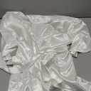 1pc Short Rhinestone-Decorated Women's Bridal Nightgown, Solid Color Satin Sexy Lace-Up Nightgown, Bathrobe For Holidays, Gifts, Parties, Bride, Bridemaid, Wedding Supplies, Hen Party Bathroom Decor Summer, White, Size F