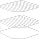 Home Basics Corner Rack, White, Vinyl Coated Steel, Rust Resistant, 2-Tier Shelf, Keeps Spices and Cups Organized, 9x9x8.5in