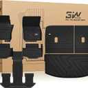 3W Floor Mats & Backrest Mats & Cargo Mats for Mazda CX-90/CX-90 PHEV 2026 2025 2024 7 Seats with 2nd Row Bucket Seats, All Weather TPE Custom Fit Floor Liners Accessories