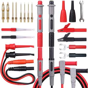 Bionso 25-Piece Multimeter Leads Kit, Professional and Upgraded Test Leads Set with Replaceable Gold-Plated Multimeter Probes, Alligator Clips, Test Hooks and Back Probe Pins