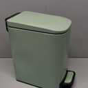 TIPGO Slim Bathroom Trash Can with Lid Soft Close, 6 Liter / 1.6 Gallon Stainless Steel Garbage Can with Removable Inner Bucket, Step Pedal, Small Trash Cans for Bedroom, Office, Kitchen (Green)