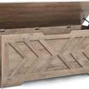 47.2 Storage Bench,Extra Large Wooden Storage Chest with 2 Safety Hinges,entryway Bench,Blanket Storage,Shoe Storage Bench for Entryway,Bedroom,Living Room,Easy Assembly.-Greige
