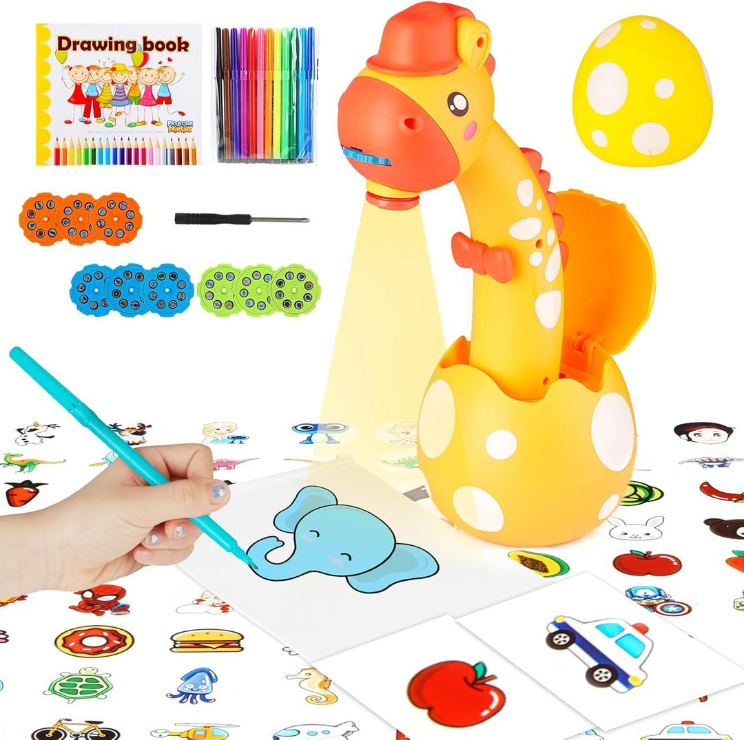 KETIEE Drawing Projector for Kids, Tracing and Drawing Projector Toy with Light, Children Smart Projector Sketcher, Kids Art Projector with 72 Stencils for Boy Girl 3-8 Years Old (Yellow) (Small)