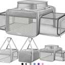 Top and 2 Sides Expandable Cat Carrier 18x13.5x9.5, TSA Airline Approved Dog Carriers for Small Dogs, Soft-Sided Pet Carrier with Self-Locking Zippers for Kitten,Rabbit, Puppy, Guinea Pig Grey