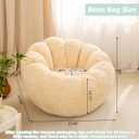 Pumpkin Bean Bag Sofa Chair, Bean Bag Chair with Filler for Teens, Kids, Toddler, Comfy and Lazy Sofa for Dorm, Apartment, Living Room and Bedroom, Ivory (Medium)