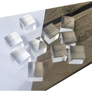 10 Pcs 3/4" x 3/4" x 3/4" Clear Acrylic Square Cubes Blocks - All Sides Polished, Plexiglass Plastic Cube Rod Peg
