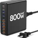 USB C Charger Block,10-Port Charging Station GaN Fast Charging Type C & USB A Wall Charger Adapter for MacBook Pro/Air, iPhone, iPad, Dell XPS (Bright Black)