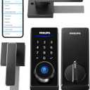 Philips Smart Lock with Handles, Keyless Entry Door Lock Set, Keypad Door Lock with 2 Level Handles, Digital Keypad Deadbolt for Front Door, App Fingerprint PIN Code Unlocking, Auto Locking (Matte Black)