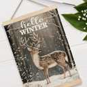 GDJIEGBC Winter Reindeer Christmas Wall Art Decor, Rustic Christmas Decor, Snowy Reindeer Forest Winter Landscape Poster Hanging Wall Decoration for Home Bedroom Living Room, 12x16 Inches (color 10)