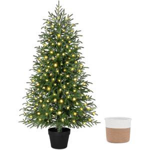 4FT Prelit Norfolk Pine Tree, Christmas Tree with Lights (1 PC)