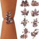 Remerry 8 Pcs Thanksgiving Napkin Ring Harvest Fall Leaf Pumpkin Holders Retro Alloy Metal Napkin Ring Buckle for Thanksgiving Wedding Table Supplies(Fruit and Vegetable)