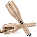 Hair Curling Irons,Automatic Portable Rotating Curling Iron with LCD Display,4Temperature Settings,Timers(12-19s),Auto Shut-Off,Anti-Scald,Anti-Tangle,Lightweight,Fast Heating&Easy Use for Travel (Gold)