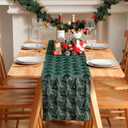 Christmas Tree Soft Plush Faux Fur Christmas Table Runner Winter Holiday Kitchen Dining Table Decoration for Home Party Decor (Green, 13X72 Inch)