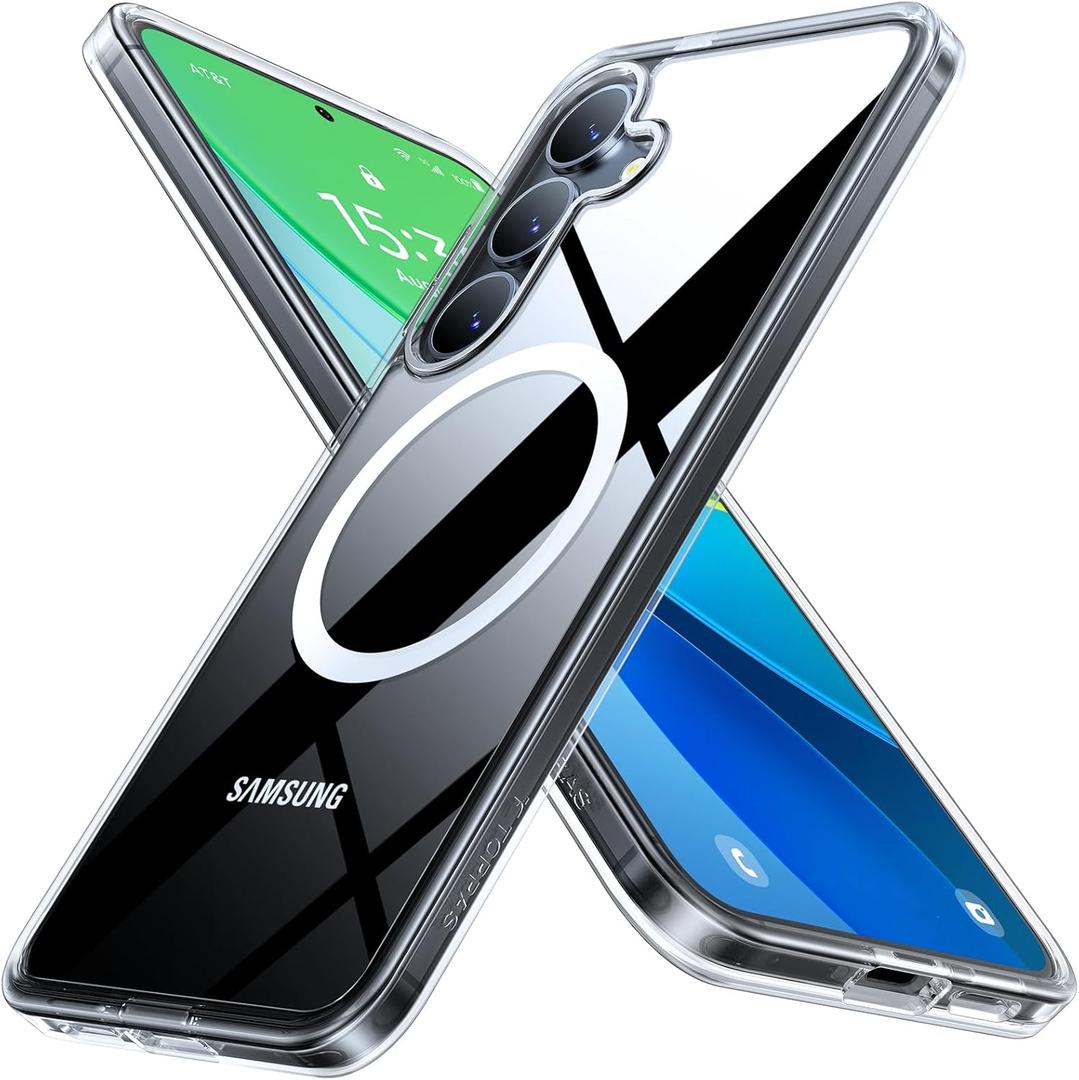 TORRAS Magnetic Shockproof for Samsung Galaxy S25 Plus Case, [Compatible with MagSafe][4X Military Grade Protection][Anti-Yellowing] Magnetic Slim Clear for Samsung S25+Plus Case, Diamond Clear