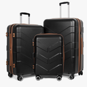 Luggage Sets 3 Piece with Spinner Wheel, Hardside Suitcase Set with TSA Lock, Expandable Travel Luggage for Men and Women, Black