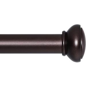 Curtain Rods for Windows 28 to 144 Inches Adjustable 1 Inch Diameter Decorative Single Window Curtain Rod Set with Rounded Cap design Finials, Bronze