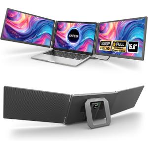 15.6" Laptop Screen Extender, with Magnetic Power Bank, 1 Cable Connect Triple Laptop Monitor Extender, 1080P FHD Monitor for Laptop, Compatible with Mac, Windows, Android for 13-17" Laptops