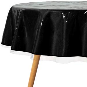 sancua Clear Plastic 100% Waterproof Round Tablecloth - 54 Inch - Vinyl PVC Table Cloth Protector Oil Spill Proof Wipe Clean Table Cover for Dining Tables, Parties & Camping, Crystal Clear