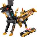 Collision Transforming Dinosaur Car Toy, Magnetic Dinosaur Transformer Car Toys Party Favors Birthday Christmas Party Birthday for Kids (Golden)