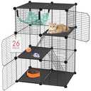 VISCOO Cat Cage, 3-Tier DIY Catio Cat Enclosures, 24" x 16" x 36" Cat Playpen Indoor & Outdoor with Hammock, Detachable Metal Wire Kennel Cats Crate, 2x1x3 Exercise Place for 1-2 Cats/Kitten