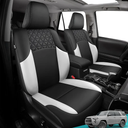 Seat Covers for Toyota 4Runner 2011-2024, Faux Leather Car Seat Cover Full Set, 3-Row-Only for 7 Seats Version-Blackwhite