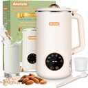 Anatole Nut Milk Maker 34oz 1000ml Cold Warm Hot Almond Milk Machine Soy Oat Cow Plant-Based Milk Blender Homemade Dairy-Free Juice Paste with 10 Stainless Steel Blades 12 Hours Timer Recipes