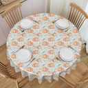 2 x Thanksgiving Round Tablecloth 60 Inch Pumpkin Daisy Table Cloth Waterproof Heat Resistant Reusable Autumn Decorations Table Cover for Holiday Kitchen Dinning Party Decor (Orange)