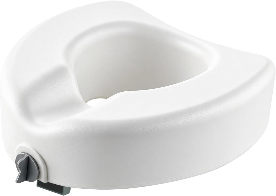 SUCCU 5" Locking Toilet Seat Riser,Elevated Raised Toilet for Senior | for Pregnant, Adults, Seniors, Disabilities, and Elderly, Fits Standard Round Toilet, 5-Inch Extra Height Eases Joint Pressure