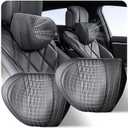 Car Neck Pillow 2-Pack - Premium Memory Foam Headrest with Soft Nappa Leather Feel, Ergonomic Support for Long Drives, Fits Most Vehicles (2, Black)