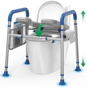 Toilet Seat Risers for Seniors, Removable Padded Raised Toilet Seat with Handles, Easy to Clean Adjustable Height Toilet Riser, Handicap Elevated Seat 400lb, Fits Any Toilet